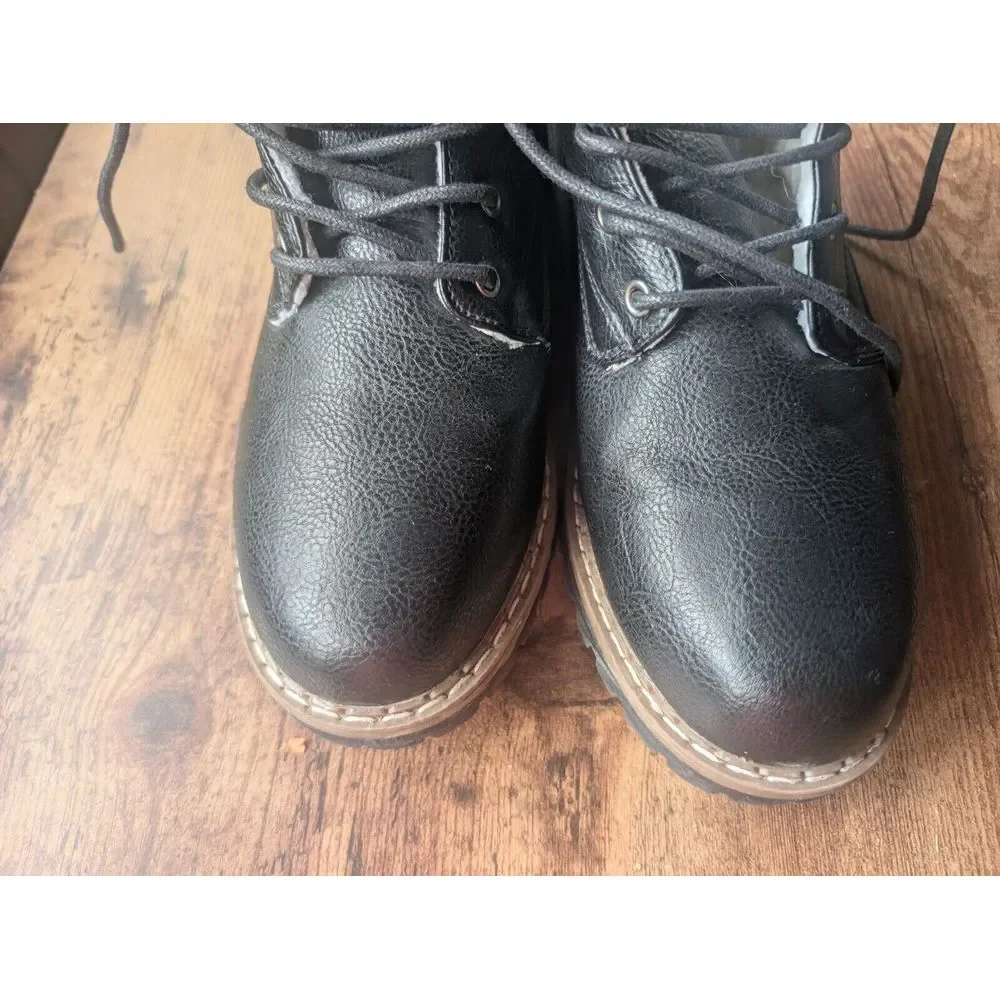 Catherine Malandrino Bridgette Faux Fur Lace Up Combat‎ Ankle Boots Size 8 Exc